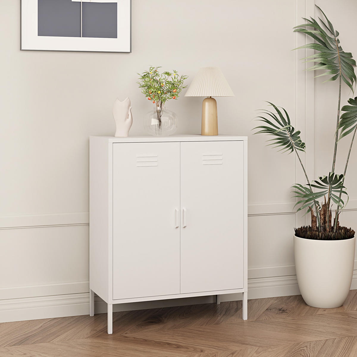 AKTENSCHRANK Pyhäranta - Weiß, Metall (80/101.5/40cm) - [en.casa]