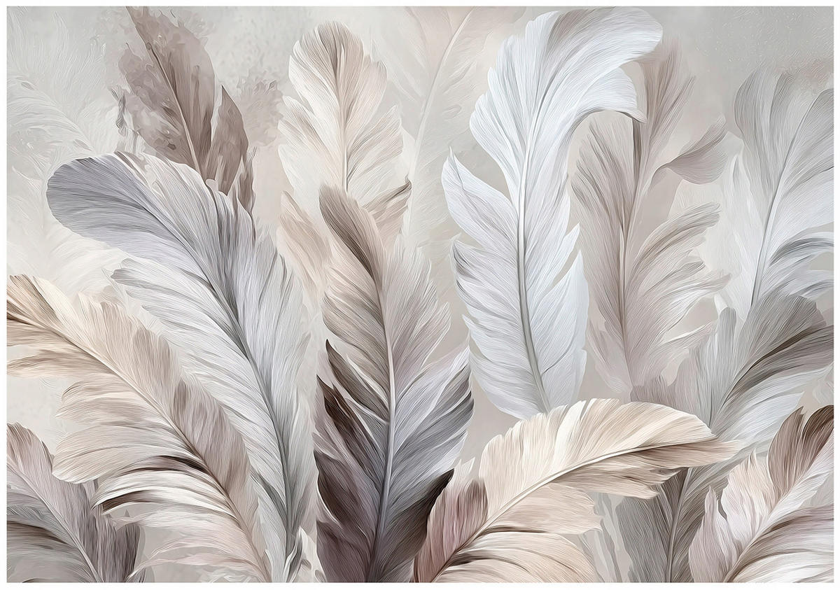 FOTOTAPETE Federn Abstrakt Beige 200x140 cm - Multicolor, Papier (200/140cm) - Wallarena