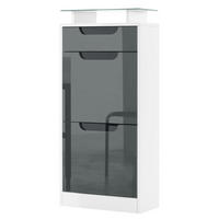 SCHUHSCHRANK Fiesta Grau Hochglanz / Schwarz Hochglanz - Grau, Holzwerkstoff (46/104/23cm) - Vladon