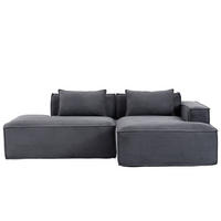 ROHOVÁ POHOVKA čalouněná s taštičkovými pružinami a 2 polštáři - šedá, textil (235/129cm) - Urban Meuble