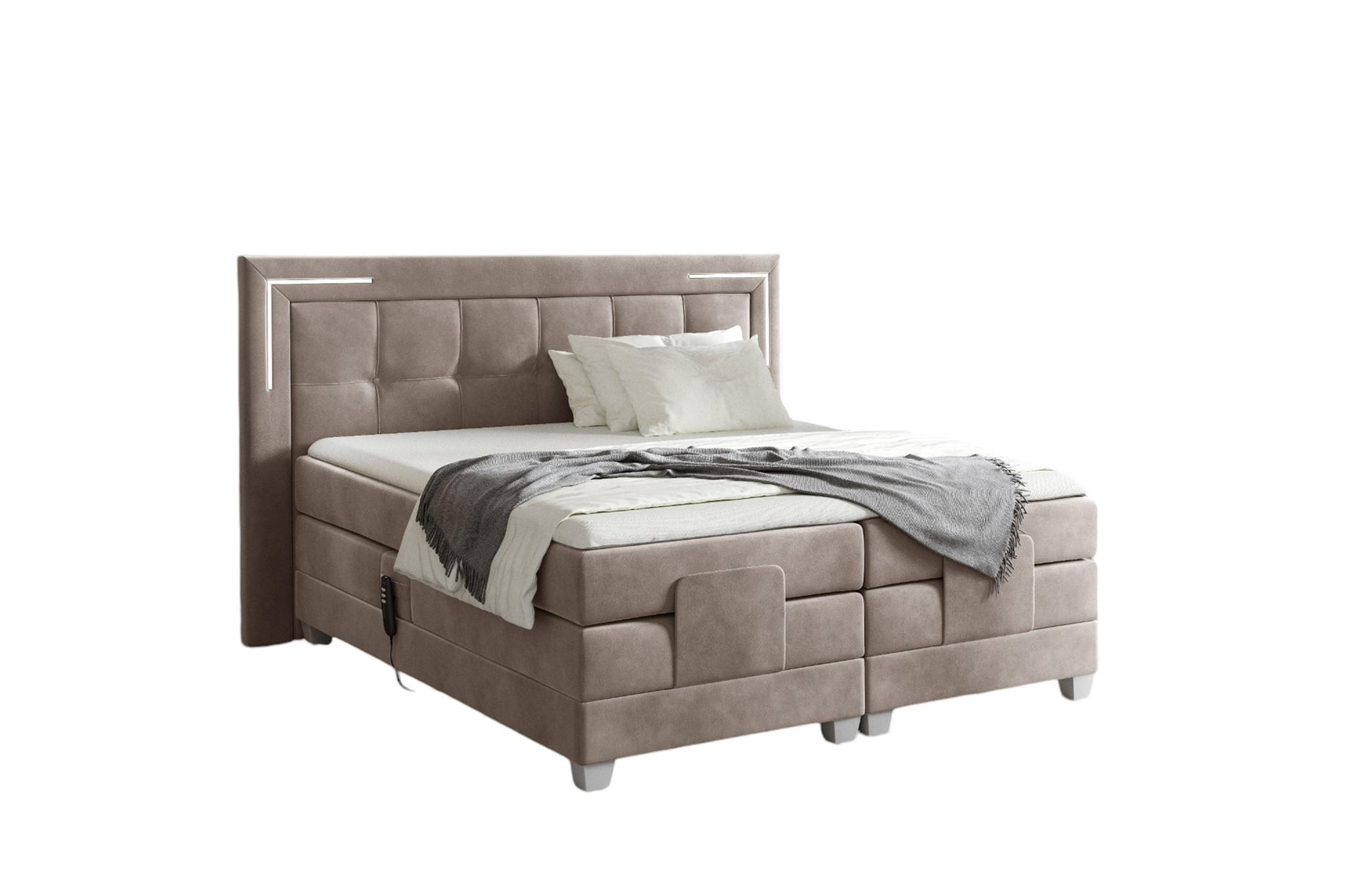 BOXSPRINGBETT Bett Elektrisch Dores - Graubraun, Holzwerkstoff/Textil (120/200cm) - Fun Möbel