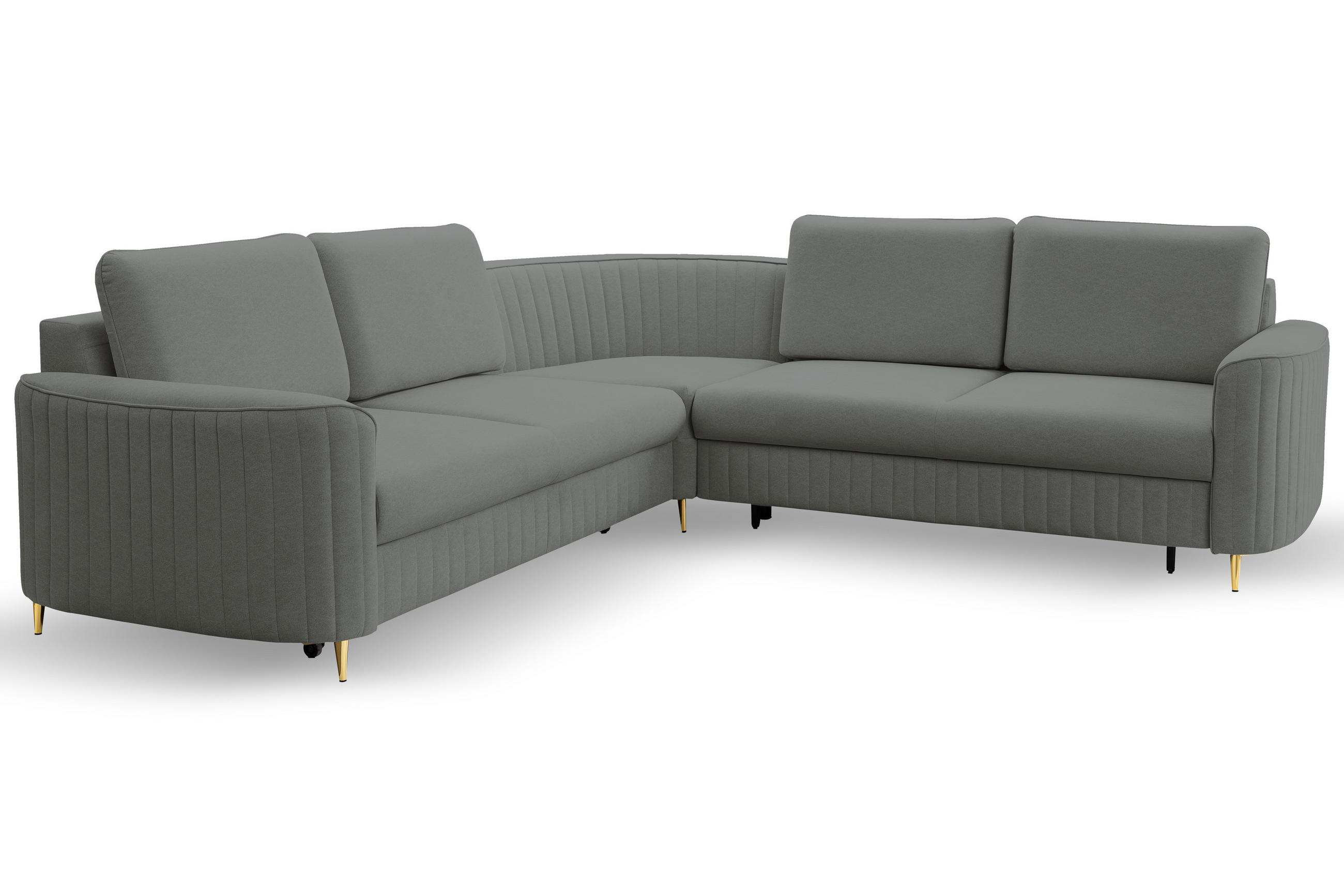 ECKSOFA LAREN, modernes Schlafsofa mit Stauraum, Plastikfüße, L-förmig, lose Rückenkissen freistehend, RECHTS 252x251x85 cm Dark grey - Dunkelgrau, Holz/Textil (252/251cm) - DomoHome