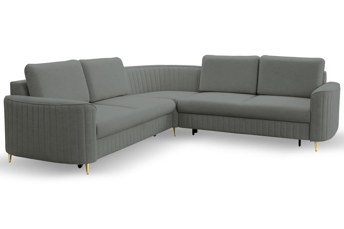 ECKSOFA LAREN, modernes Schlafsofa mit Stauraum, Plastikfüße, L-förmig, lose Rückenkissen freistehend, RECHTS 252x251x85 cm Dark grey - Dunkelgrau, Holz/Textil (252/251cm) - DomoHome