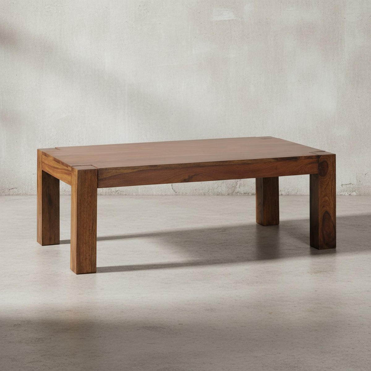 COUCHTISCH aus Akazienholz, rustikal, quadratisch, handgefertigt, Braun 110x60x40 cm - Braun, Holz (60/110/40cm) - KADIMA DESIGN