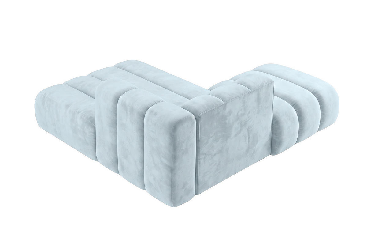 CHAISELONGUE Modulare Mit Hocker, Velvet-Stoff Riviera, Babyblau, Links, GRAND - Hellblau, Holz (204/179cm) - Kaiser Möbel