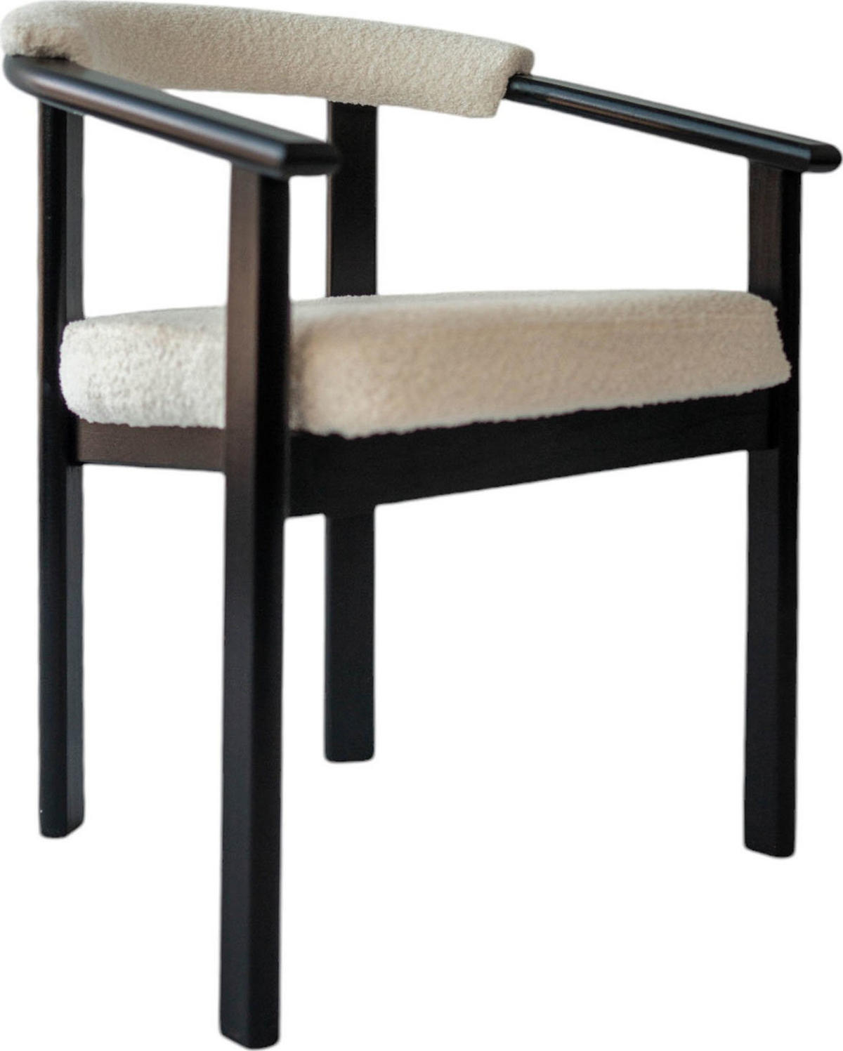 ESSZIMMERSTUHL KIRO 6er Set in Weiß Boucle mit schwarzen Buchenholzbeinen 56/55/73 cm - Schwarz/Weiß, Holz/Textil (58/72/47cm) - WFL GROUP