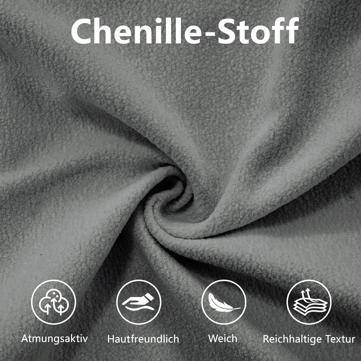 ECKSOFA 220/145/81 cm in Grau aus Chenille mit Ottomans und Cloud-Komfort - Grau, Textil (145/220cm) - Flora Grace