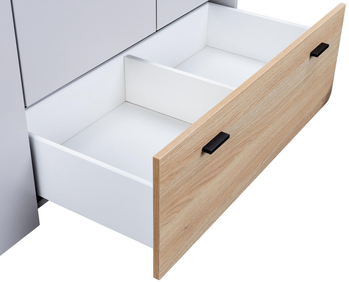 KLEIDERSCHRANK Lovis 3-türig - Eichefarben/Hellgrau, Holz/Holzwerkstoff (132/201/54cm) - arthur berndt