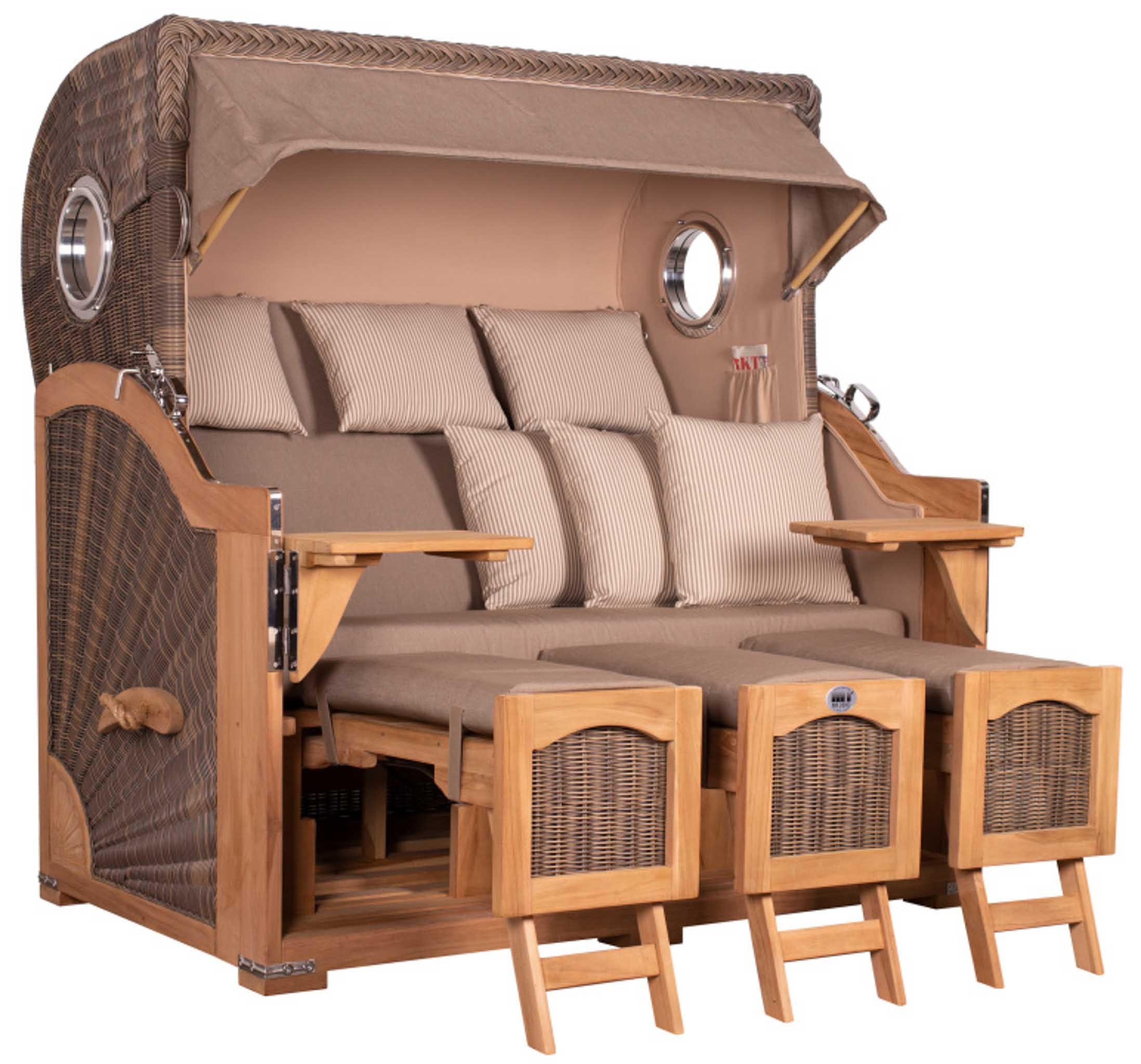 STRANDKORB XXL Düne Grande Teak PE Grey - Braun, Metall (170/170/95cm) - Mr. Deko