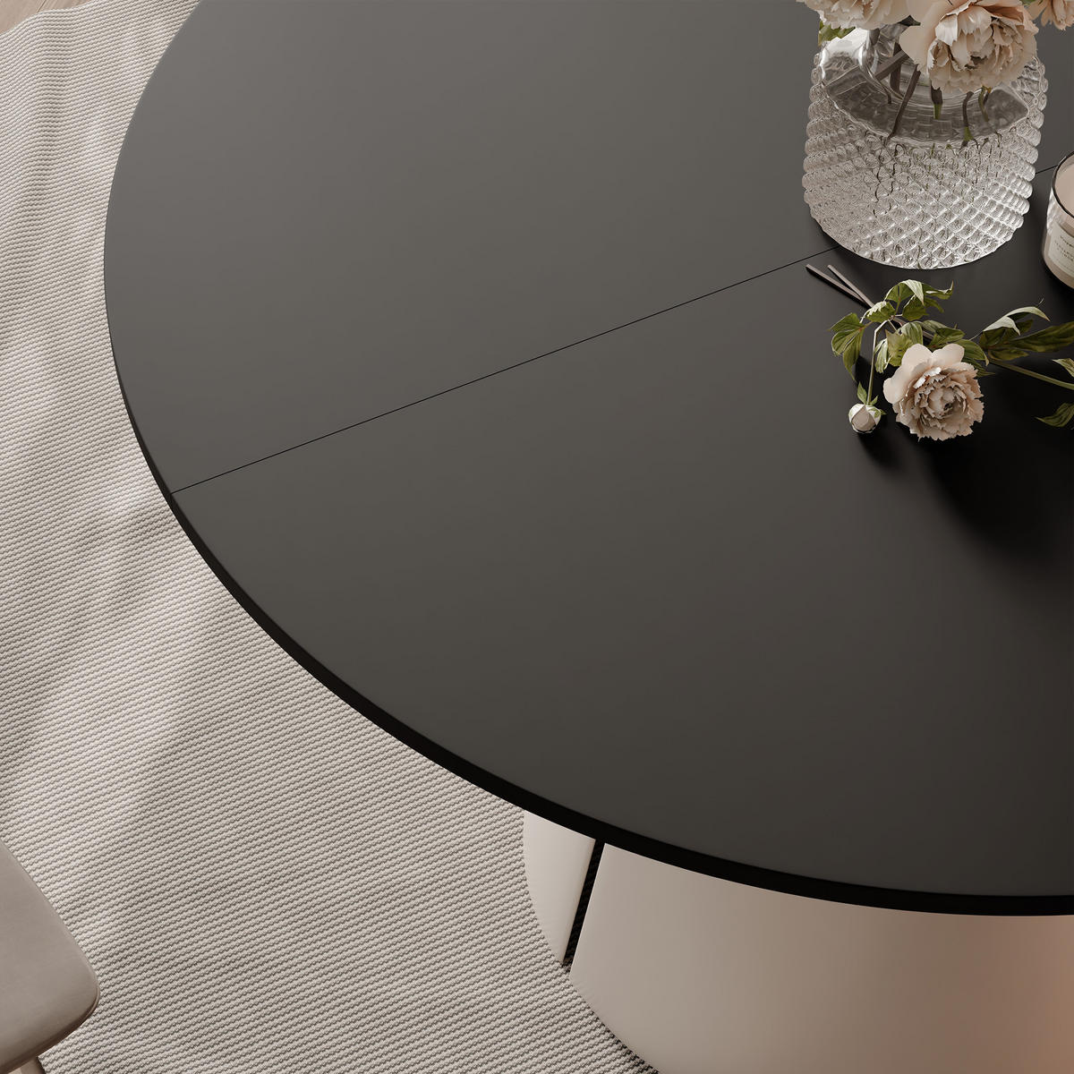 AUSZIEHTISCH BASE 120-196/76 cm, Kaschmir / Schwarz - Kaschmir/Schwarz, Holzwerkstoff/Metall (120/120/76cm) - Idohome
