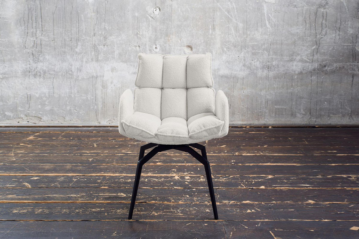ESSZIMMERSTUHL BARO Weiß Webstoff Drehbar (360°) (1er-Set) - Weiß, Kunststoff/Textil (59/86/65cm) - KAWOLA