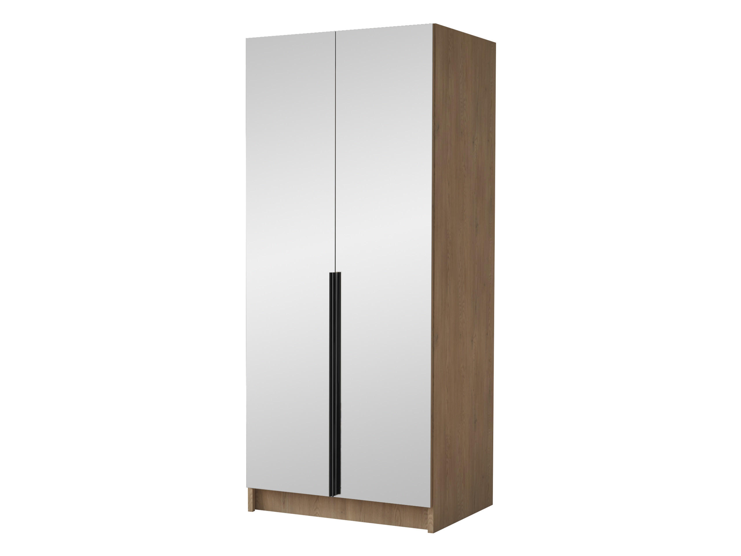 KLEIDERSCHRANK Bono III - Eichefarben/Schwarz, Holzwerkstoff/Metall (100/215/58cm) - MIRJAN24