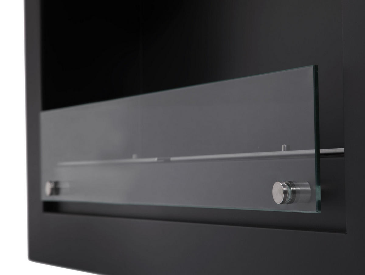 BIOETHANOL-KAMIN Schwarz Wandmodell inklusive 2.4 L Brennblock - Schwarz, Metall (90/54/17cm) - Purline
