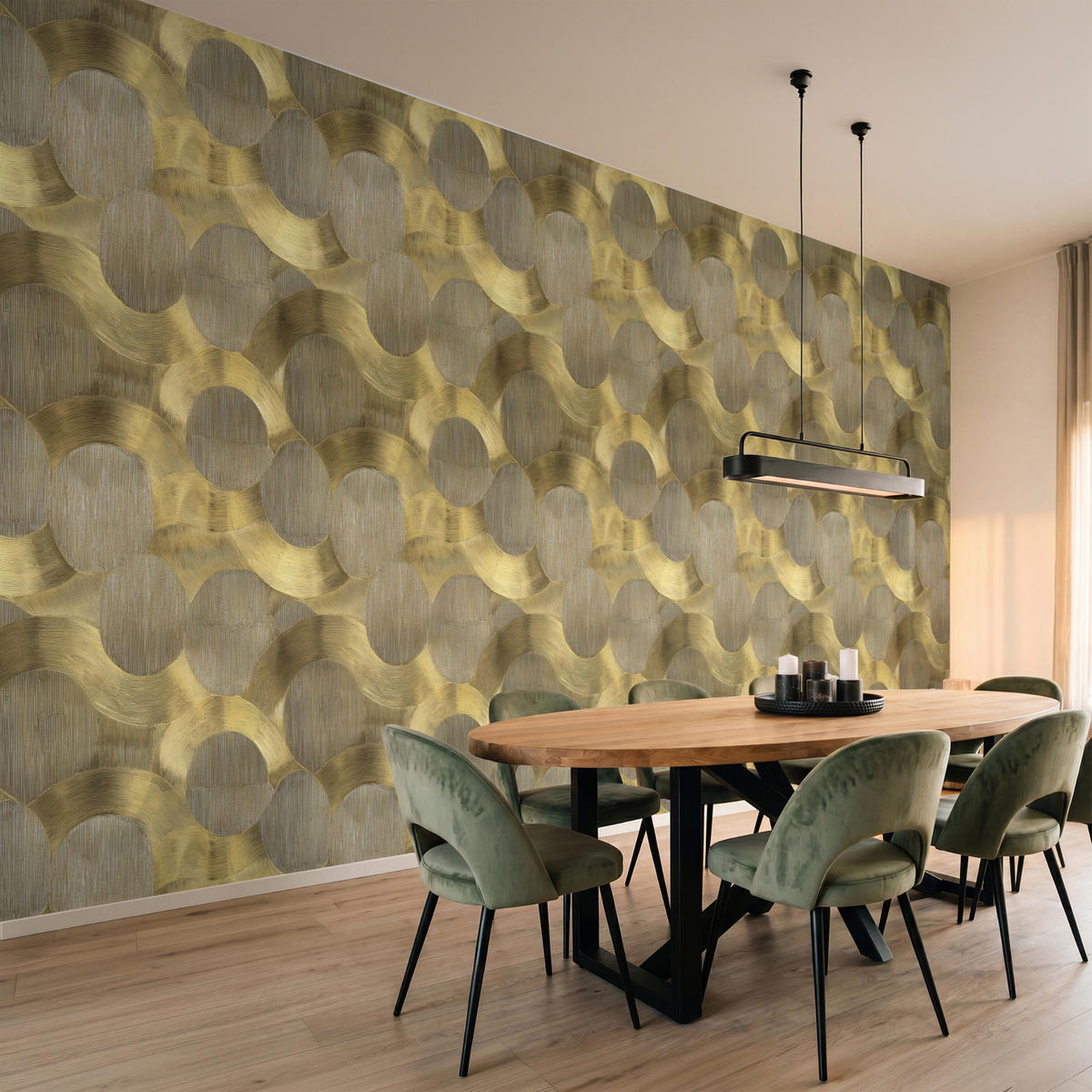 TAPETE - Modern - Geometrisch - Gold - 450x200 cm - Goldfarben, Papier (450/200cm) - OnlyWow