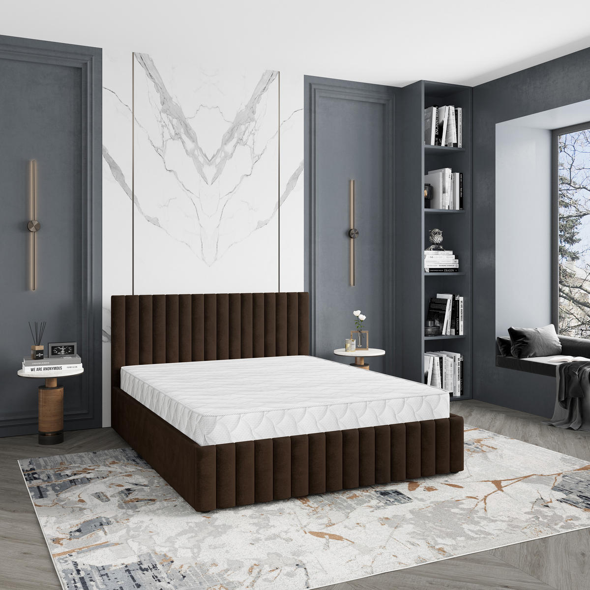 POLSTERBETT CARMIA 160x200 cm mit Bettkästen - Braun - Braun, Holz (172/200cm) - MASSENO