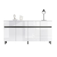 SIDEBOARD z dřevotřísky, 160/40/68 cm, bílý s lesklými čely a nastavitelnými policemi - bílá, kompozitní dřevo (160/68/40cm) - Modenvie
