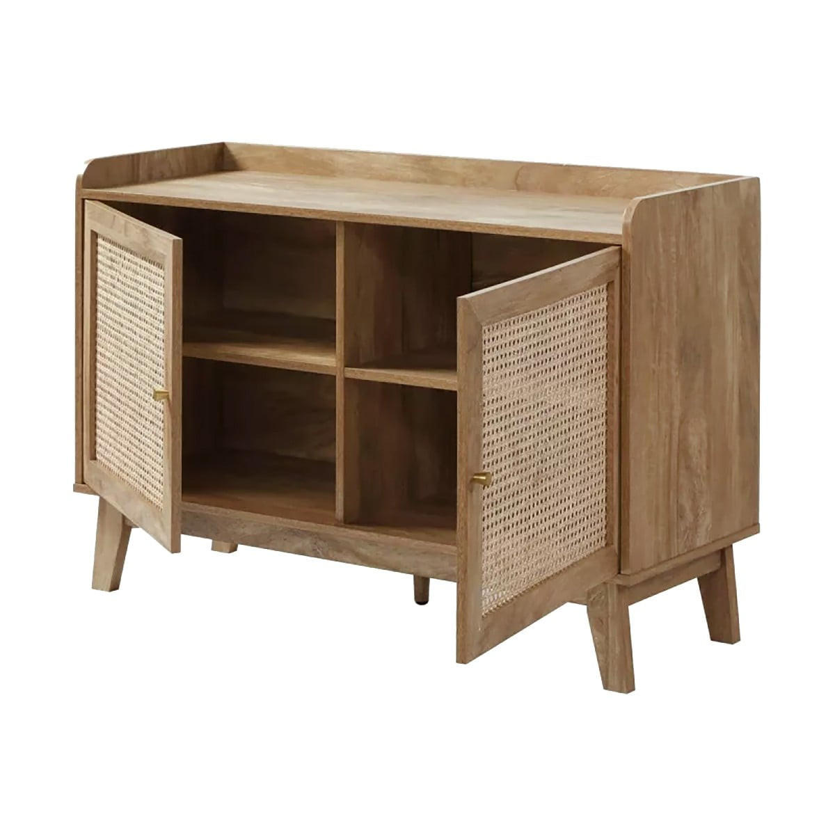 SIDEBOARD 2 türen mit rattan-geflecht - palmo 110/39/74,5 cm - Eschefarben, Holzwerkstoff (39/74.5/13cm) - Calicosy