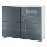 KOMMODE Rova Grau Hochglanz - Grau, Holzwerkstoff (92.5/75.5/35cm) - Vladon