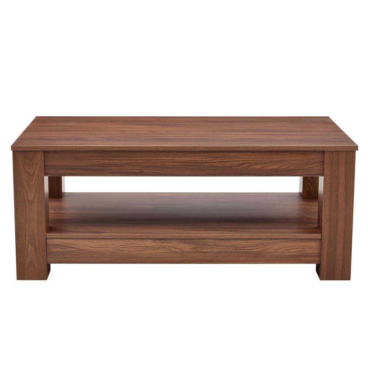 COUCHTISCH aus MDF in Walnuss 100x50x44.5 cm mit 2 Ebenen Stauraum - Walnussfarben, Holzwerkstoff (100/50/44.5cm) - Modfu