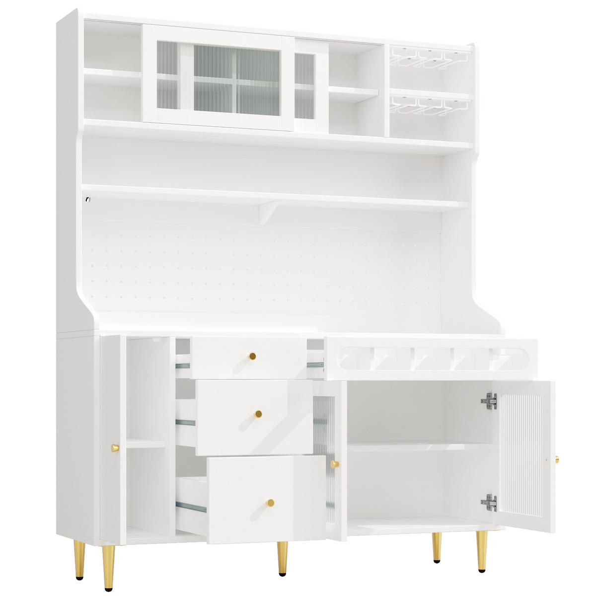 BUFFETSCHRANK 105/38,4/180 cm aus MDF mit LED-Beleuchtung, Schiebetür im Scheunenlook und verstellbaren Ablagen, Schwarz - Schwarz, Holzwerkstoff (105/180/38.4cm) - Redom