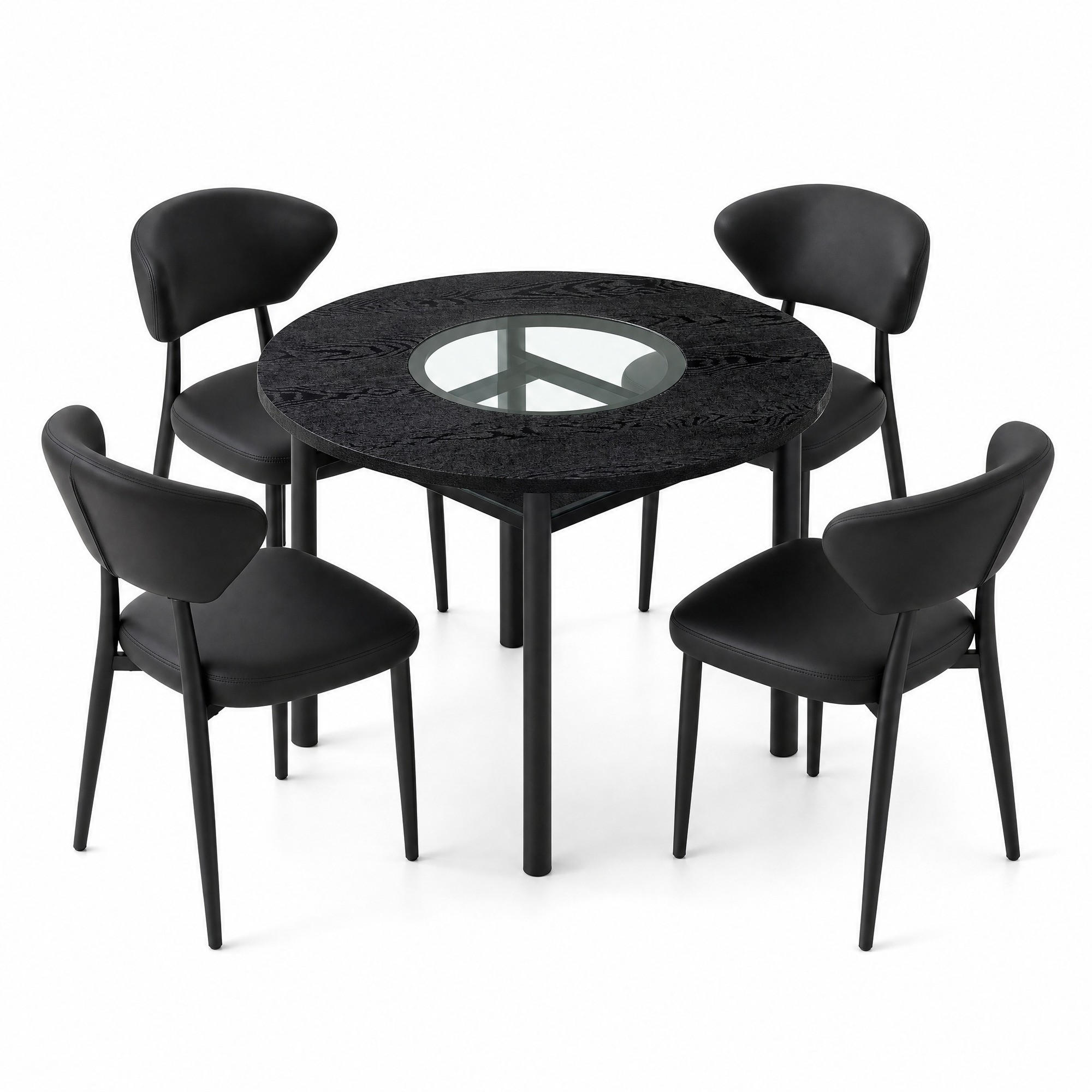 Meubliv Esstisch-Set Schwarz 100x76x100 cm
