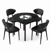 ESSTISCH-SET 100 cm Schwarz mit 4 Stühlen - Schwarz, Metall (100/76/100cm) - Meubliv