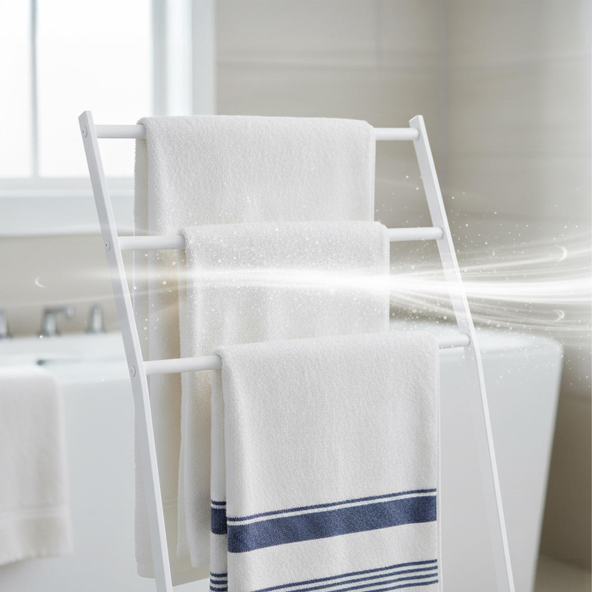 VEŠIAK uterákov - biela, kov (58/86/30cm) - Relaxdays