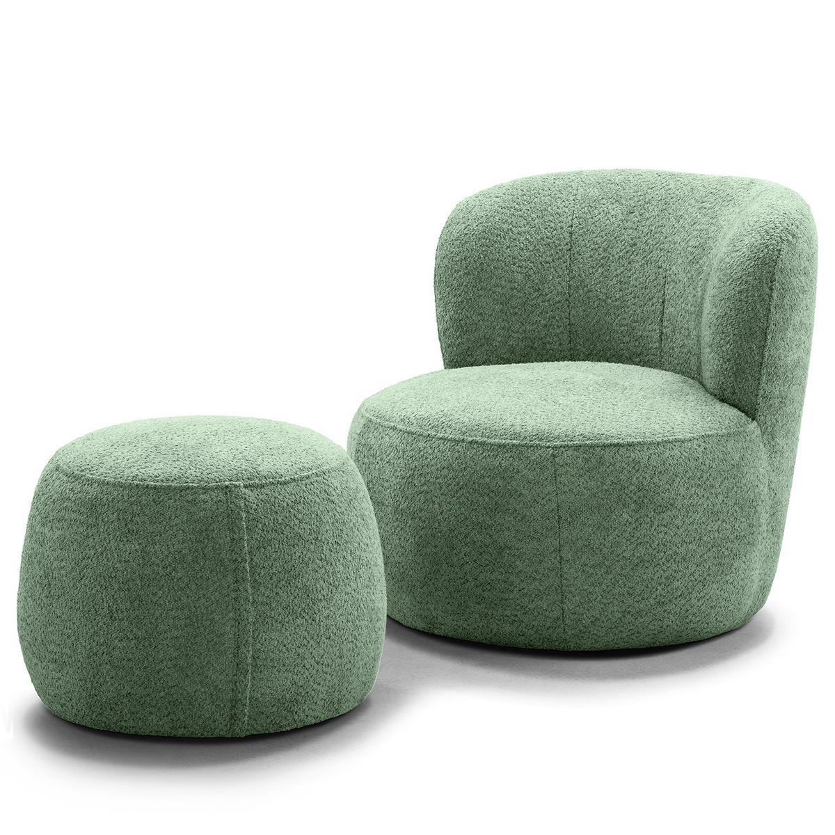 POLSTERHOCKER - Pastellgrün/Schwarz, Kunststoff/Textil (59/45/59cm) - home24