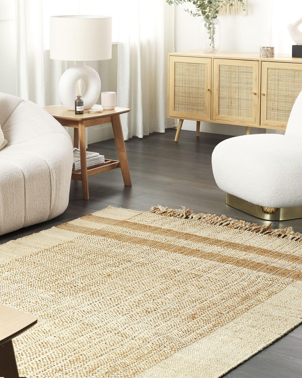 TEPPICH geflochten Ortaoba 200/140 cm - Beige, Naturmaterialen (140/200cm) - Beliani