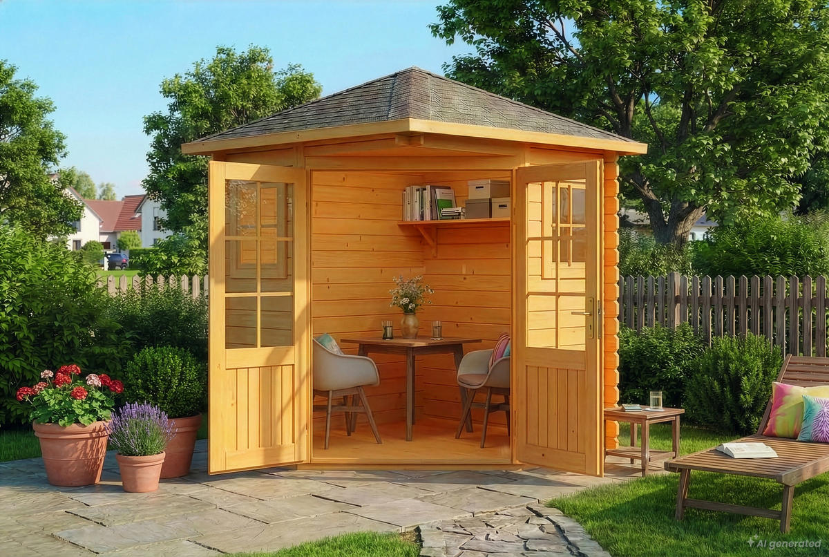 GARTENHAUS Holz Sunny Compact - Pinienfarben, Holz (220/248/220cm) - Alpholz
