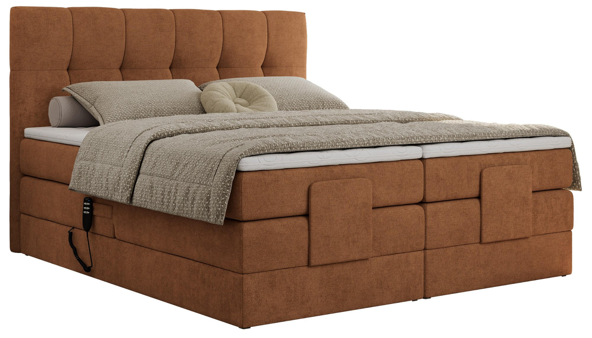 BOXBETT VITTORIA 140/200 - Orange Struktur - H3 - Orange, Holz/Textil (140/200cm) - MKS