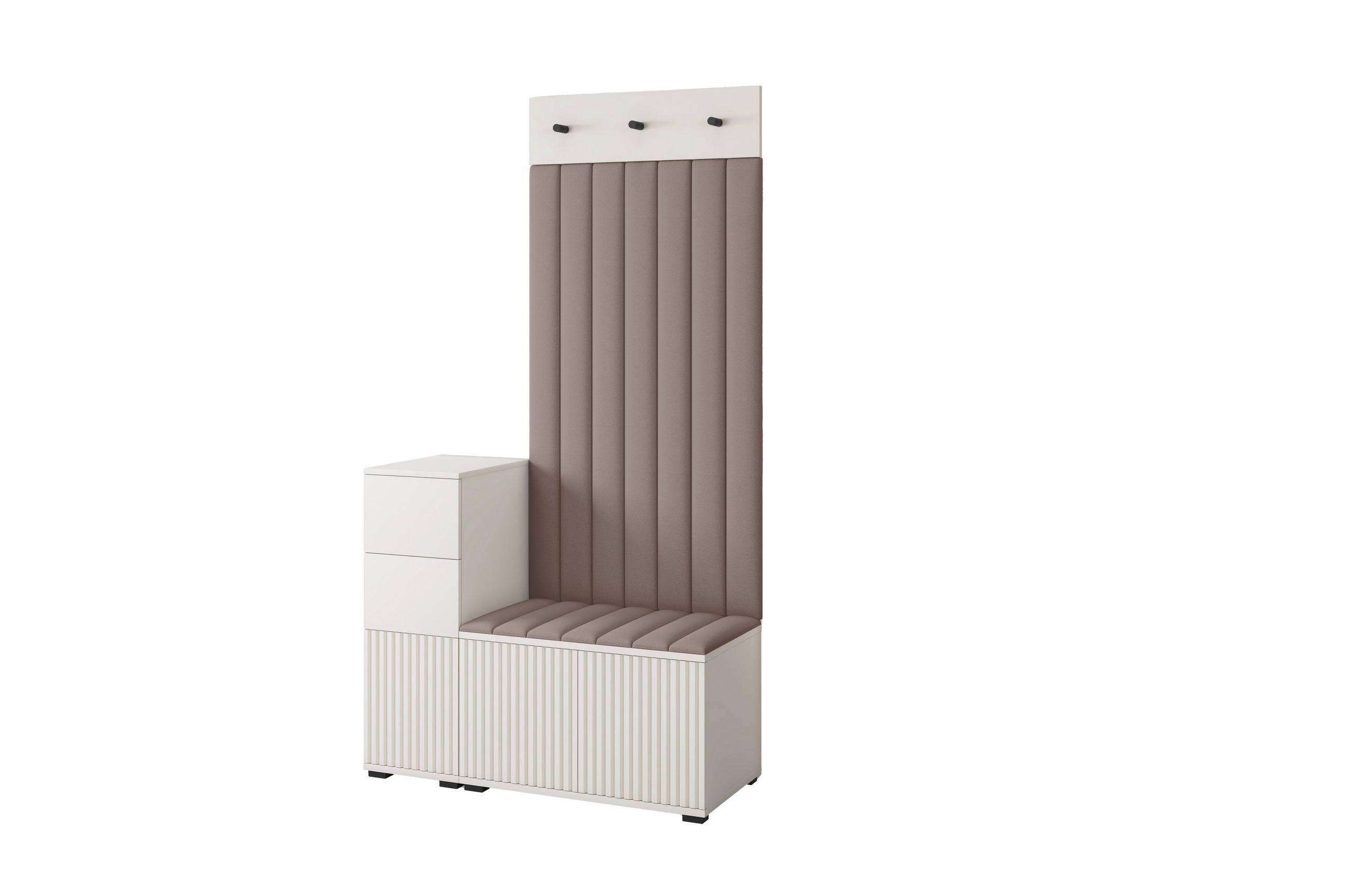 GARDEROBE Ritmo version 9 mit Spiegel, mit POLSTERPANEELEN Braun - Beige/Braun, Holzwerkstoff (100/185/40cm) - Jerpax
