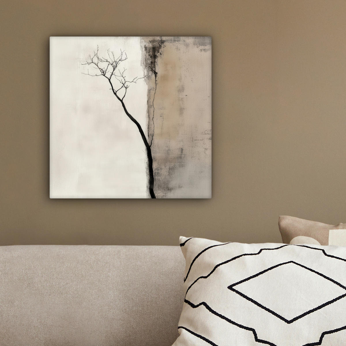 LEINWANDBILD Wabi sabi - Pflanze - Beige 20x20 cm - Taupe, Textil (20/20cm) - MuchoWow