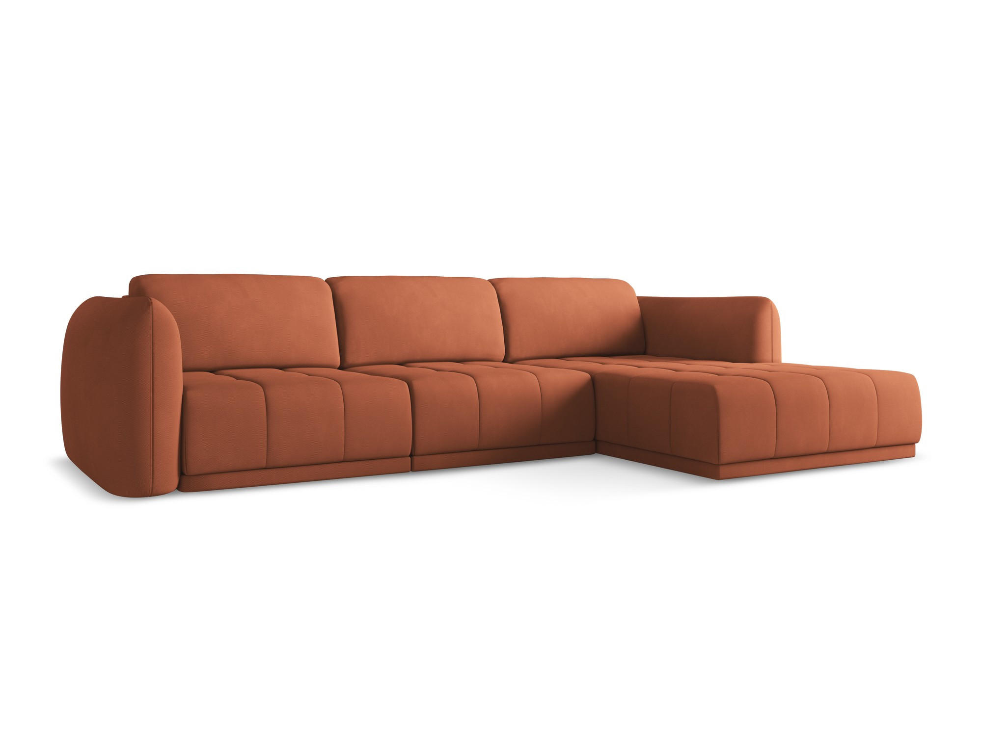 ECKSOFA Rechts Chenille Stoff Orange - Beige/Terracotta, Kunststoff/Textil (290/170cm) - Makamii