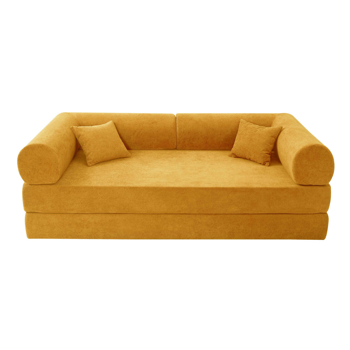 SCHLAFSOFA mit 2 Sitzplätzen, Gelb - Gelb, Textil (204/67/102cm) - Oviala