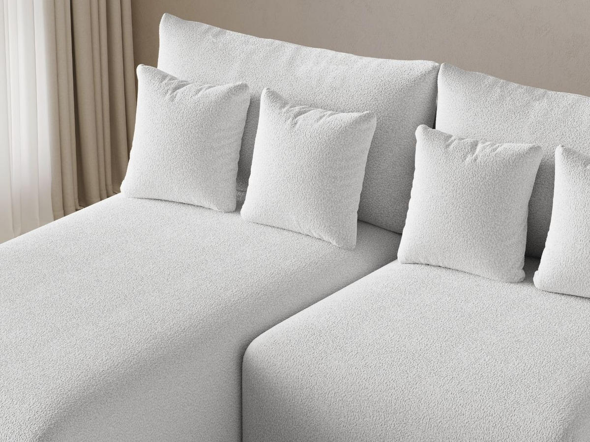 ECKSOFA Ronni Bouclé-Stoff Weiß Rechts - Weiß, Holz/Textil (206/190cm) - Graingold