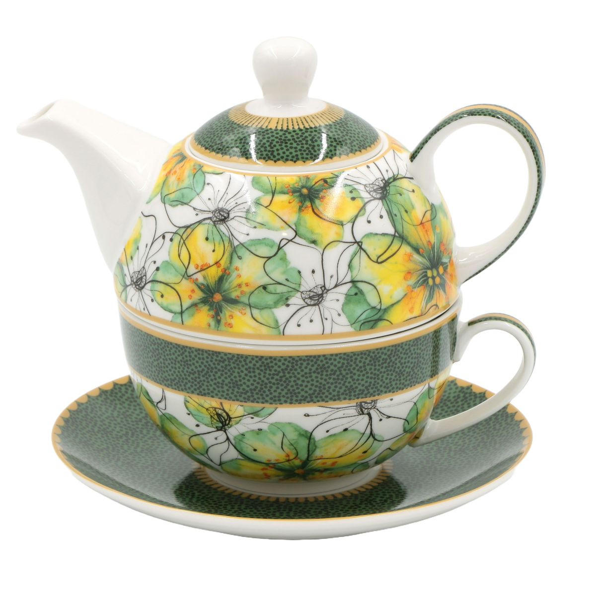 TEEKANNE & Tasse Tea4One MIRABILIA 300 ml "Libellula" - Orange, Keramik (0.36L) - Rose & Tulipani