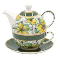 TEEKANNE & Tasse Tea4One MIRABILIA 300 ml "Libellula" - Orange, Keramik (0.36L) - Rose & Tulipani