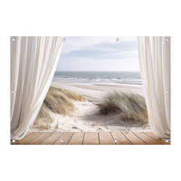 GARTEN-POSTER 120x80 cm Strand Fenster - Beige, Kunststoff (120/80/2cm) - artissimo