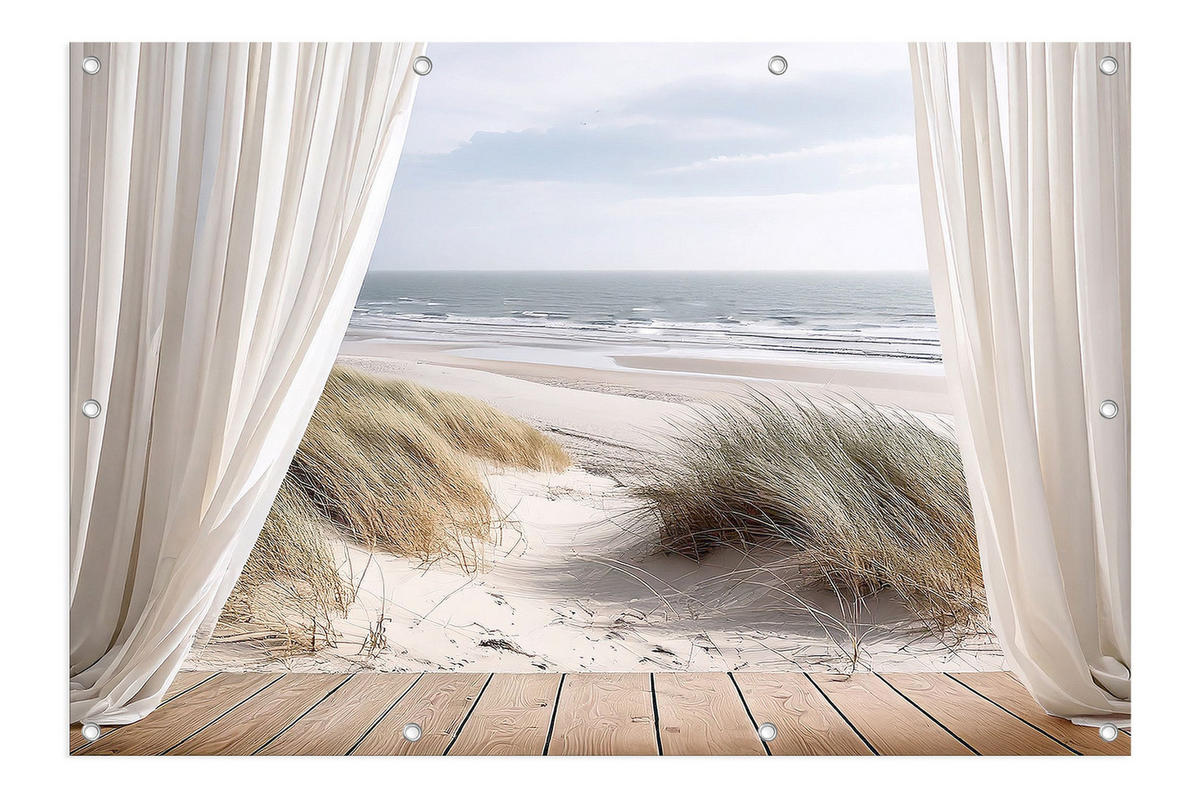 GARTEN-POSTER 120x80 cm Strand Fenster - Beige, Kunststoff (120/80/2cm) - artissimo