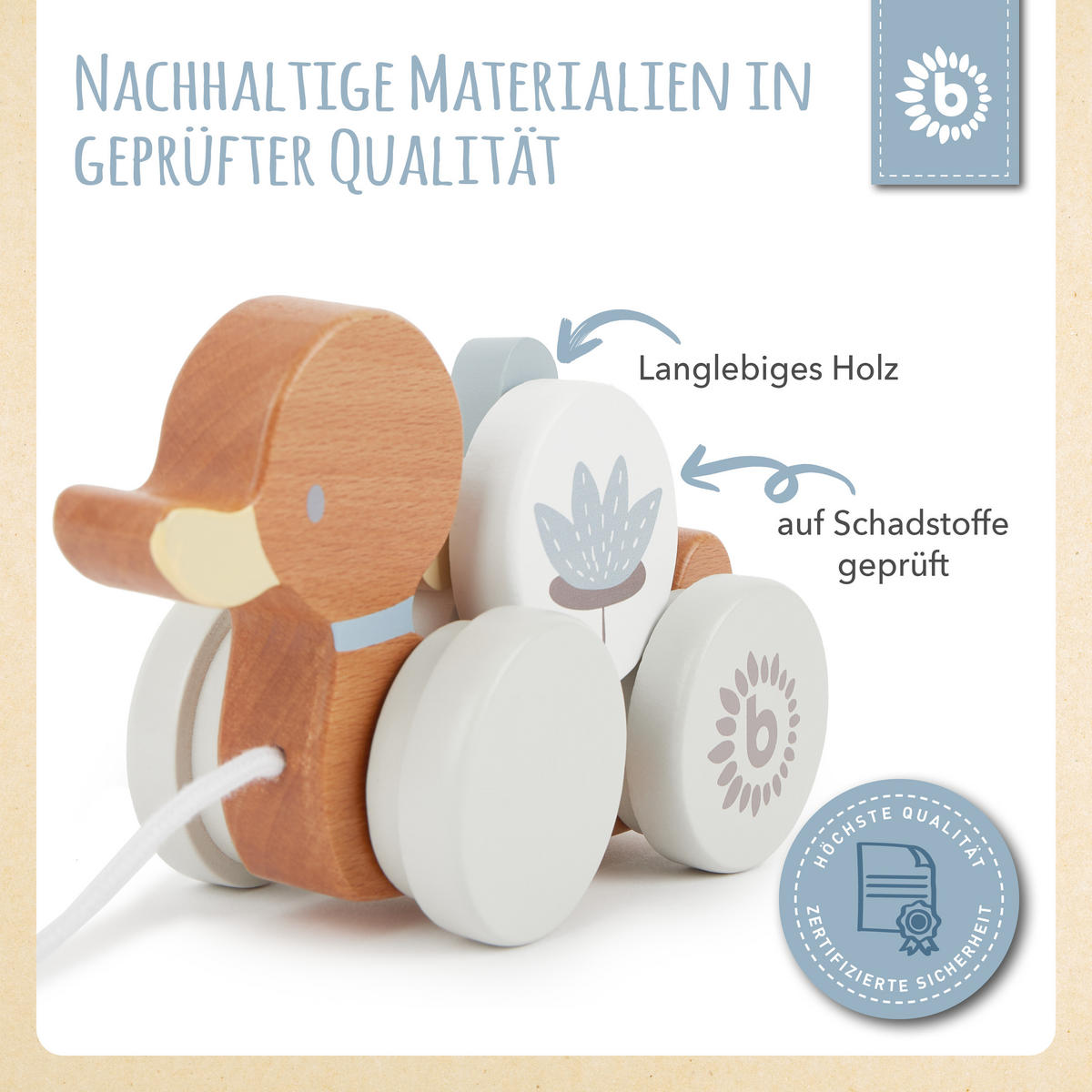 NACHZIEHENTE Holz - ab Geburt - Weiß, Holz (6/16.1cm) - Bieco Spielwaren