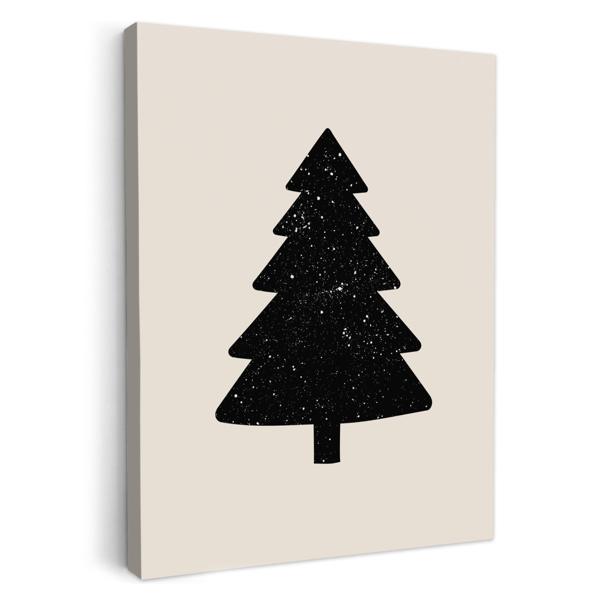 LEINWANDBILD Weihnachtsbaum - Schwarz - Urlaub - Beige 60x80 cm - Schwarz, Textil (60/80cm) - MuchoWow