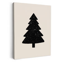 LEINWANDBILD Weihnachtsbaum - Schwarz - Urlaub - Beige 60x80 cm - Schwarz, Textil (60/80cm) - MuchoWow