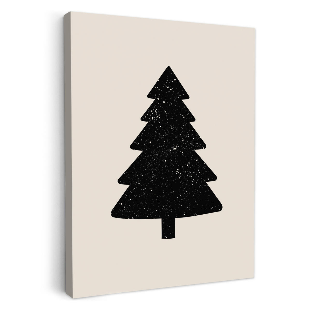 LEINWANDBILD Weihnachtsbaum - Schwarz - Urlaub - Beige 60x80 cm - Schwarz, Textil (60/80cm) - MuchoWow