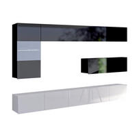 WOHNWAND Kossana 4 Modern Schwarz/Weiß 255/142/43 cm Modern Style - Schwarz/Weiß, Holzwerkstoff/Kunststoff (255/142/43cm) - AX Living