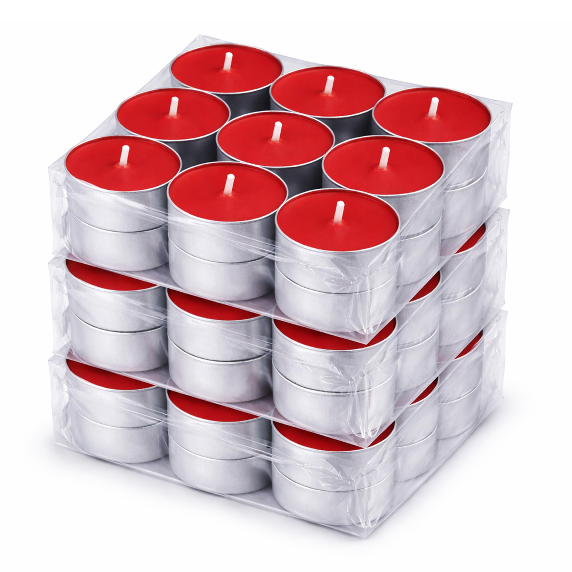 TEELICHT mit Duft - Erdbeere - 54er Pack - Rot, Naturmaterialien (4/1.5/4cm) - HS Candle