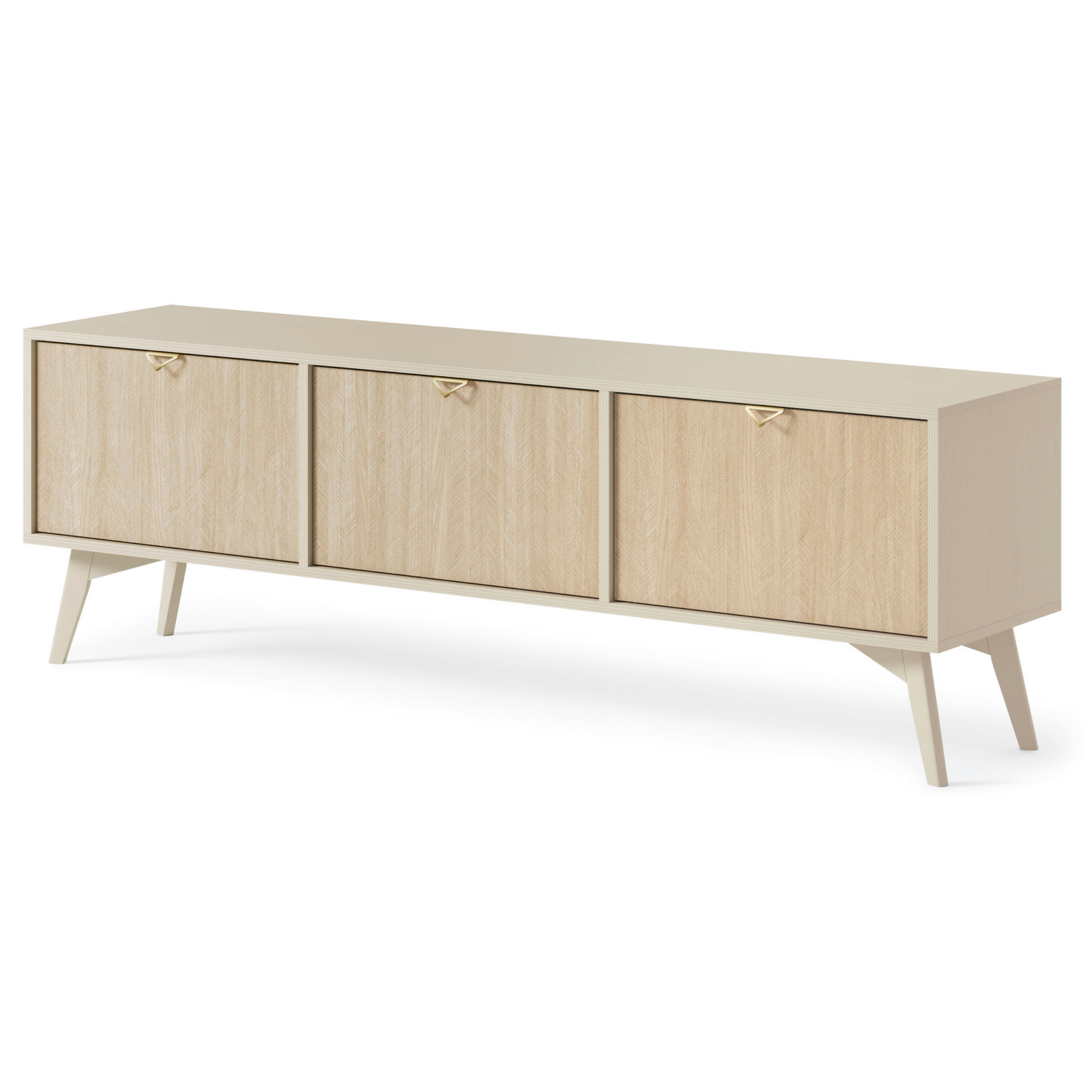 LOWBOARD Tofino RTV158 – Sandbeige, Skandinavische Fischgrät - Beige, Glas/Holzwerkstoff (158/52/38cm) - Komodee
