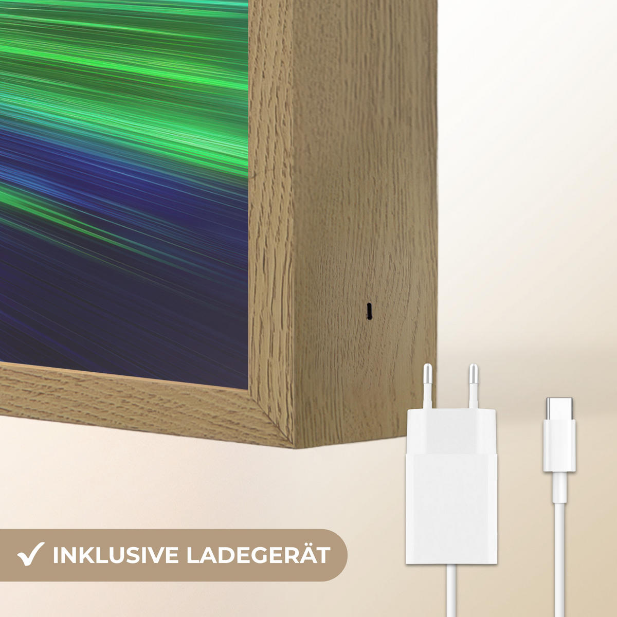 NÁSTĚNNÁ LAMPA S AKUMULÁTOREM Rychlost - Lehké - Sportovní vůz - Zelená 40x30 cm - zelená barva, kompozitní dřevo (40/30/8cm) - OnlyWow