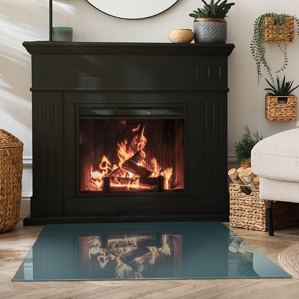 GLASPLATTE für Kamin 100x70 cm Türkis - Türkis, Glas (100/70/0.4cm) - ArtPrintCave