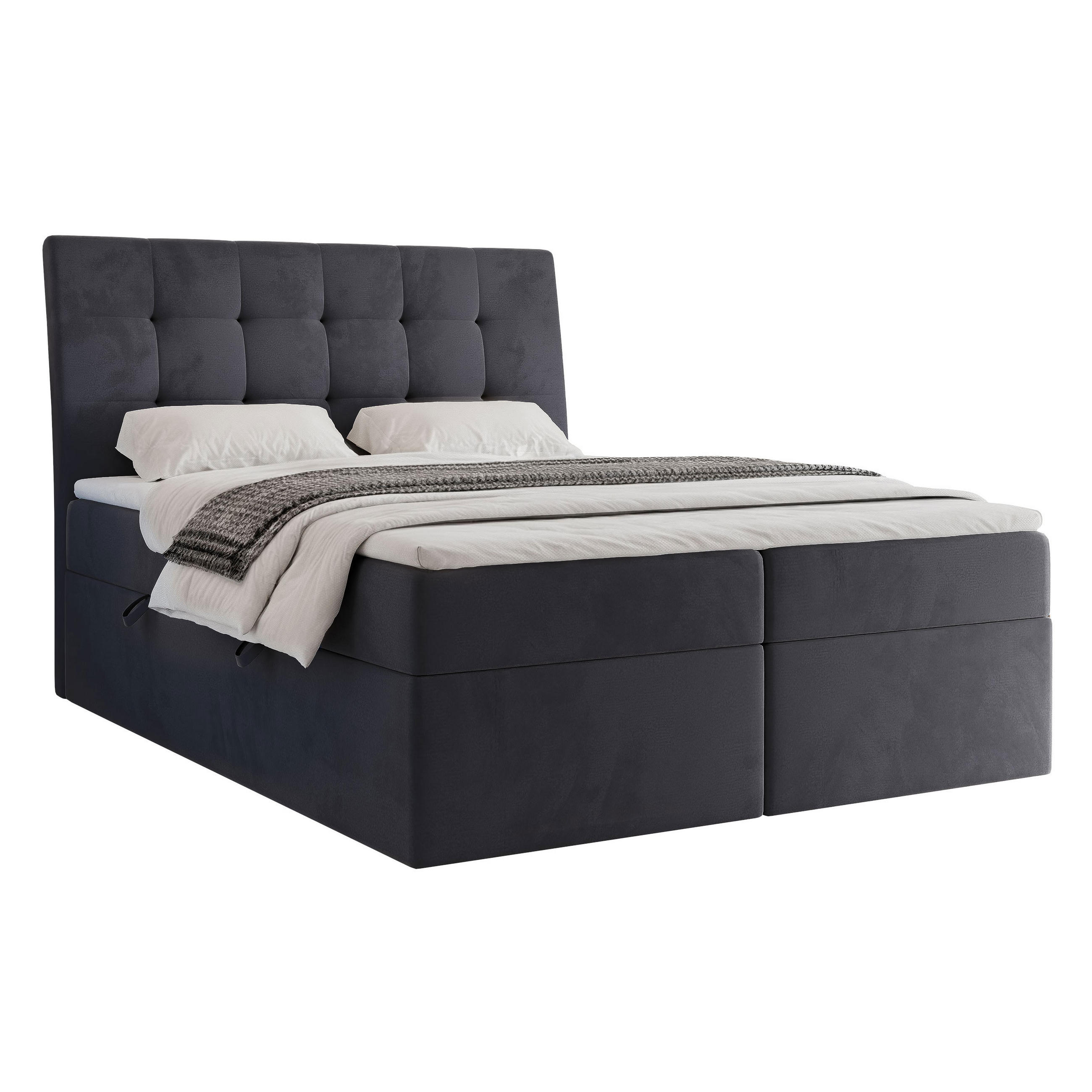 BOXBETT 200x200 cm mit Topper - Anthrazit, Textil (200/200cm) - Idohome